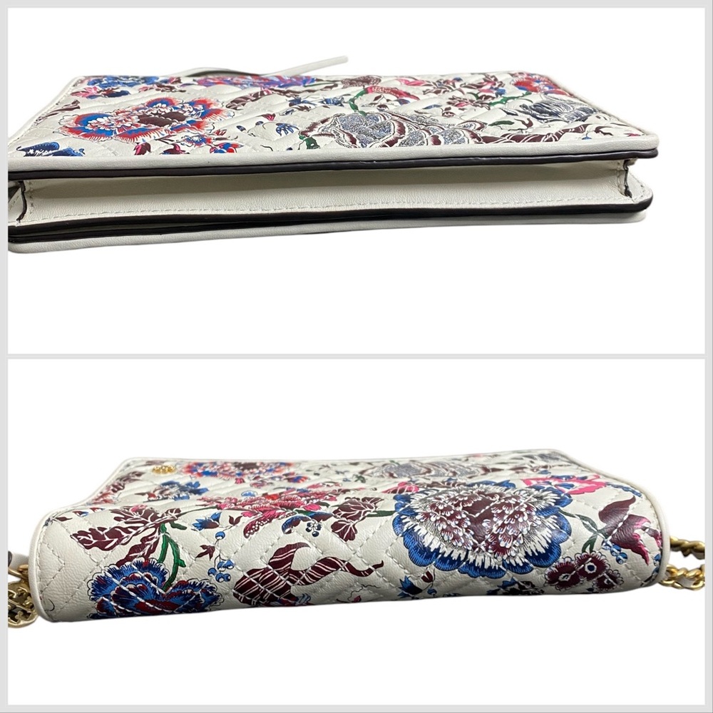 Tory Burch Like New Fleming Quilted Floral Crossbody Clutch Multi Happy … - Picture 9 of 12